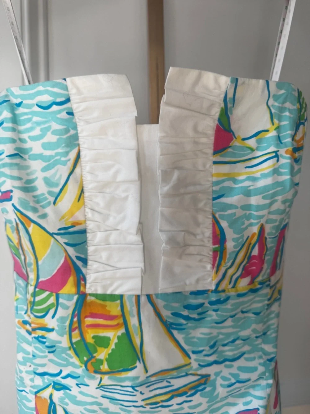 Lilly Pulitzer Size 8 You Gotta Regatta Sailboats Strapless Dress Nautical Pink - Picture 2 of 5